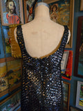 Vintage 60s Black Sequin Pat Sandler Cocktail Dress