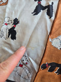 Vintage 50s Brown White & Black Silk Poodle Scarf