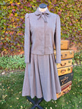 Vintage 80s does 40s Gray Harringbone jacket skirt set