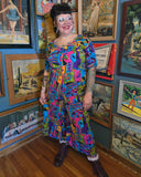 Vintage Volup 90s Abstact Jumpsuit in Pink and Blue