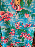 Vintage 80s Blue and Pink Orchid Hawaiian Shirt