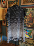 Vintage 70 Black and White Heart Shaped Leaf Dress