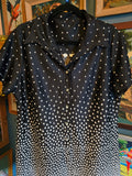 Vintage 70 Black and White Heart Shaped Leaf Dress