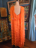 Vintage 60 Orange Fornmal Dress Sheer Cape