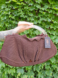 Vintage 40's Brown Knit Shell Bag with Lucite Handle