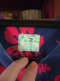 Vintage Ui Maikai Blue and Red Hibiscus Dress