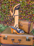 Vintage 70s Black Canvas Heels