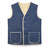 Vintage 70s Handmade Denim Vest with Faux Fur