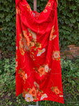 Vintage Red Orange Hibiscus Dress