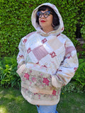 Unforgiven Upcycle Tan and Red Quilt Hoodie