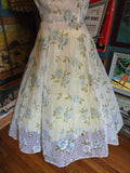 Vintage 60s Sheer white dress w/ blue flocked roses