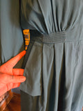 Vintage 40s teal rayon long bishop sleeve dress