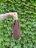 Vintage 40's Brown Knit Shell Bag with Lucite Handle