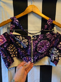 Handmade Purple and Whit Bark Cloth Three Piece Set