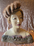 Vintage 60s brown mink hat with red satin bow