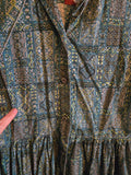 Vintage Volup Pastel Blue and Green Paisley Shirt Dress