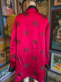 Vintage 60s Red and Black Silk Brocade Smoking Jacket
