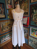 Vintage 70s Young Edwardian ivory yellow dress