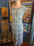 Vintage 60s Blue Sequin Harlequin Dress
