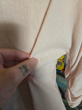 Vintage 50s Pink Linen Button up Blouse with bow