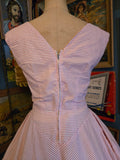 Vintage 50s white and pink striped fit and flare dress