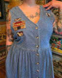 Vintage 90 Denim Noah's Arch Themed Jumper Dress