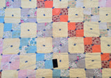 Vintage Handmade Yellow Square Waterfall Quilt