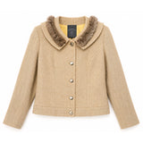 Vintage 60s Tan Tweed Jacket with Mink Fur Collar