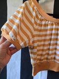 Vintage 80 Yellow and White Striped Crop Top Blouse