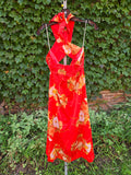 Vintage Red Orange Hibiscus Dress