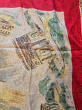 Vintage 50s Red and White France Souvenier Silk Scarf