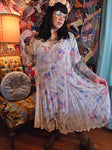 4X Vintage 90s white sheer floral dress