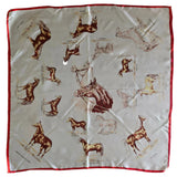 Vintage 60s White Horse breeds silk square scarf