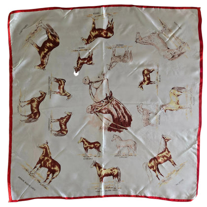 Vintage 60s White Horse breeds silk square scarf
