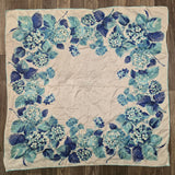 Vintage 50s Blue Hydrangea Floral Rayon Square Scarf