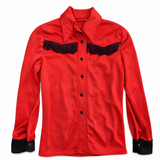 Vintage 60s Kids Red Fringe Western Top