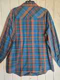 Unforgiven Upcycled Rose Blue Orange Plaid Western