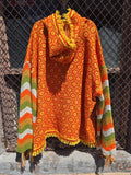 Unforgiven Upcycled Yellow Fringe Afghan Hoodie