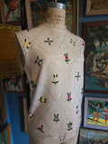 Vintage 60s white sequin beaded floral sweater top