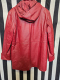Vintage 90s Maroon Leather Jacket with Hood