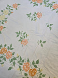 Vintage 60s Orange and Yellow Cross Stitch Rose Bedspread