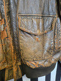 Vintage 90's Distressed Brown Leather Bomber Jacket