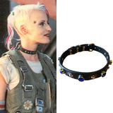 Raised by Movies Tank Girl Blue Stone leather choker