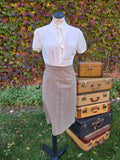 Vintage 1960 Gray Pink Yellow Travel Suit Jacket Skirt set
