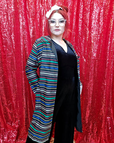 Vintage 50s Reversible Rainbow Striped Over Coat