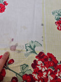 Vintage Red Yellow and White Floral Tablecloth