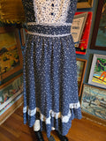 Vintage 70s Oops California blue and white prairie dress
