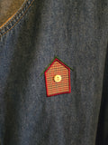 Vintage 90s Embroidered Bird House Denim Dress