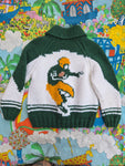 Vintage Green Knit Football Cardigan