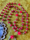 Abernathy's The Ride Red Rosary Pearl Necklace